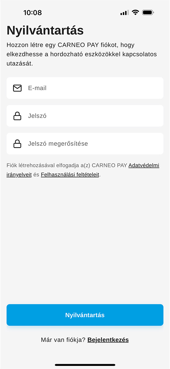 Carneo Pay registracia HU